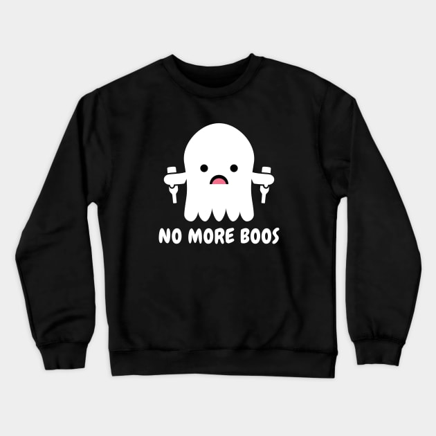 'No More Boos' Funny Ghost Design Crewneck Sweatshirt by DavidSpeedDesign